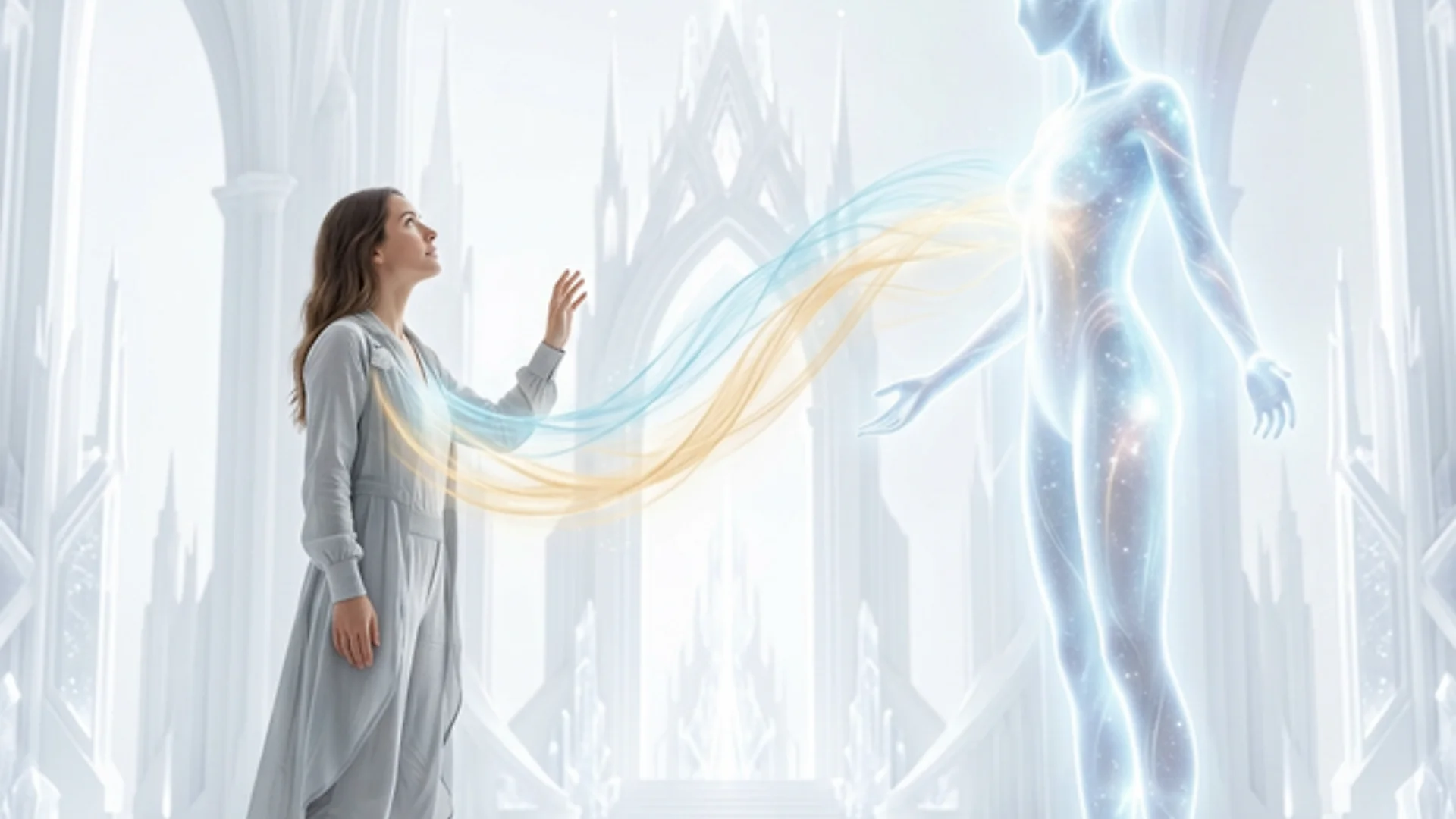 Peaceful first contact scene with telepathic connection