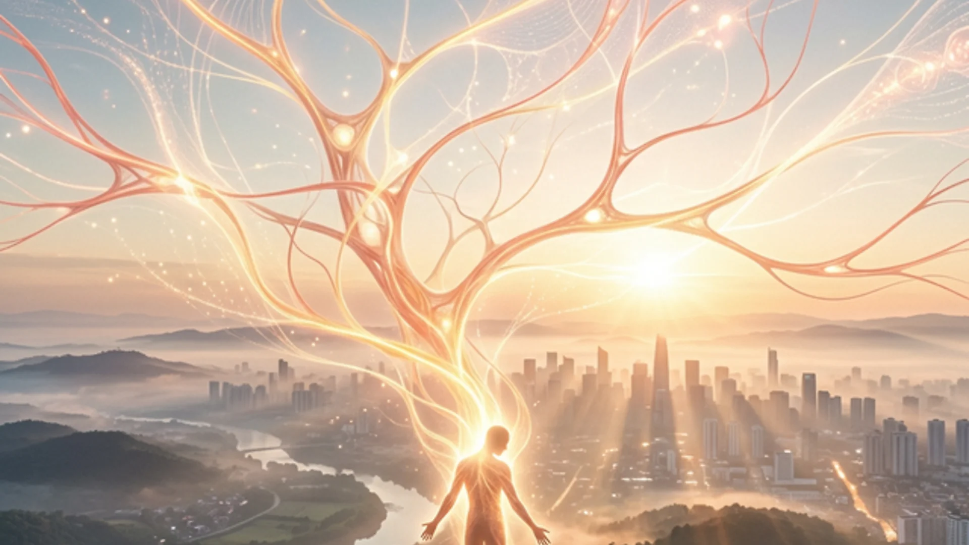 Cosmic consciousness network with luminous neural pathways