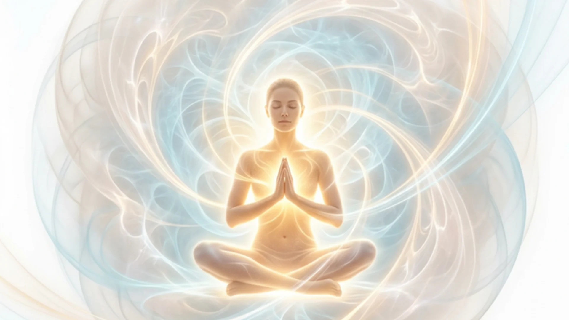 Human body glowing within larger luminous consciousness