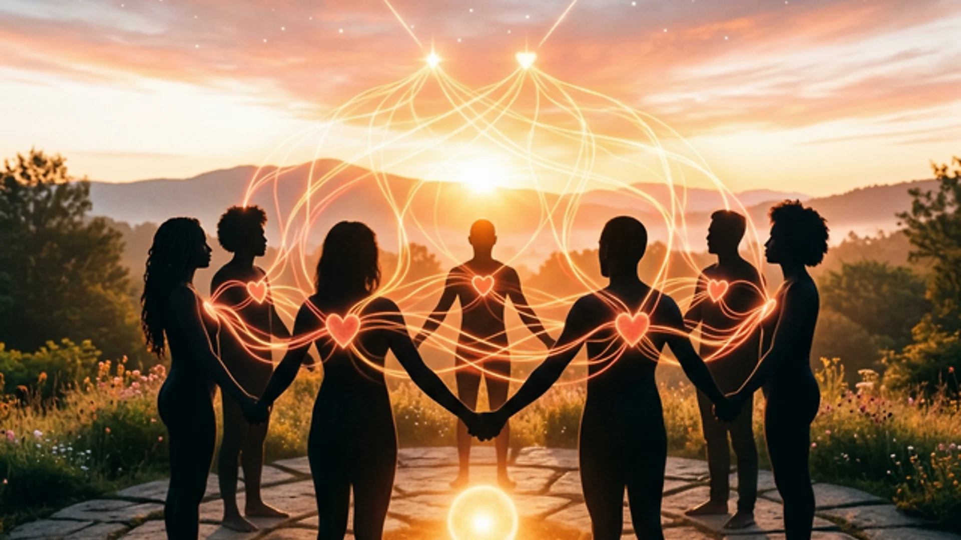 Sacred circle of seven human silhouettes